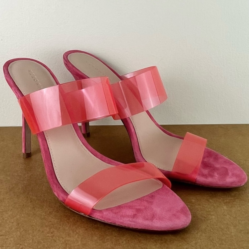 NEW VERONICA BEARD PINK SUEDE HEELS - Picture 2 of 12